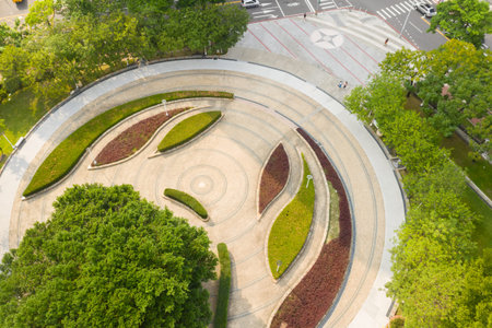 Taichung, Taiwan-September 10th, 2020: aerial view of Wen-Xin Forest Park in Taiwan, Nantou, Asia