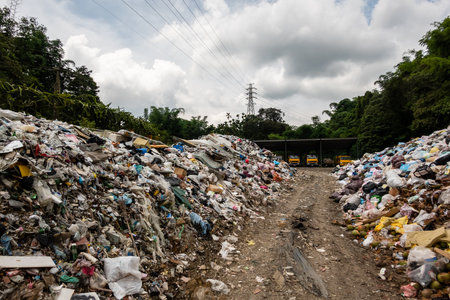Yuchi, Taiwan-July 25th, 2020: the landfill at daytime in Nantou, Taiwanのeditorial素材
