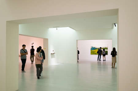 Taipei, Taiwan-October 19th, 2019: people at Taipei Fine Art Museum, Taipei, Taiwanのeditorial素材