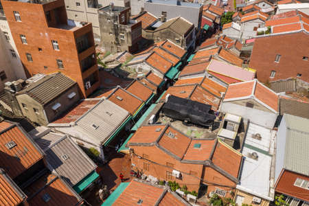 Lukang, Taiwan-October 18th, 2019: aerial view of cityscape with Lukang old street at Lukang township, Changhua, Taiwanのeditorial素材