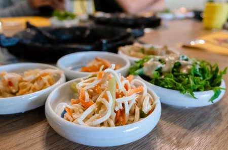 dishes of Taiwanese appetizer on a tableの写真素材