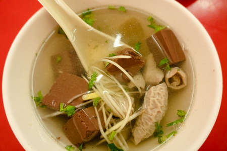 taiwanese traditional snacks of pork blood soupの写真素材