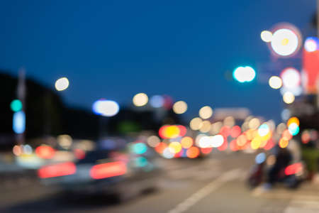 abstract background with traffic light at nightの写真素材