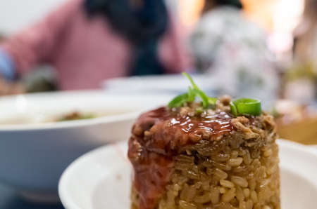 famous Taiwanese snacks of canned rice cake in a restaurantの写真素材