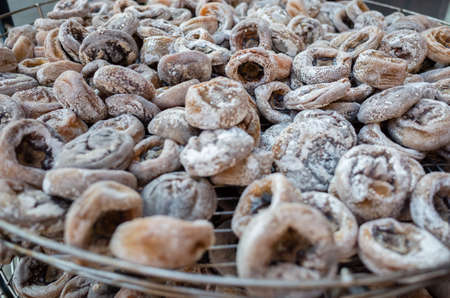 dried up persimmon with sugar in Xinpu township, Hsinchu, Taiwanの写真素材