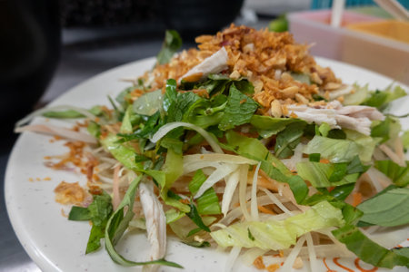 thai style shredded chicken salad with vegetable at Taiwanの写真素材