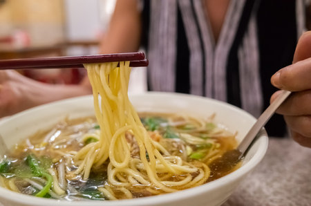 Traditional Taiwanese food of pork, pickled mustard green noodles