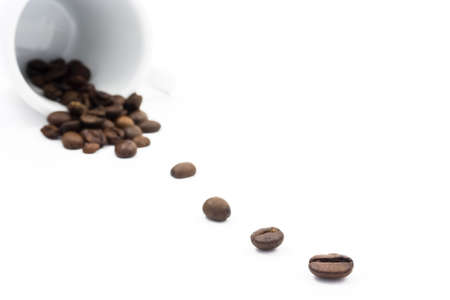 Beans of coffee on white backgroundの写真素材