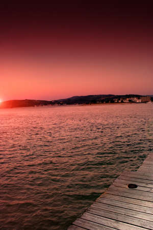 Beautiful sunset in the port of Santona. Cantabria, Spainの写真素材