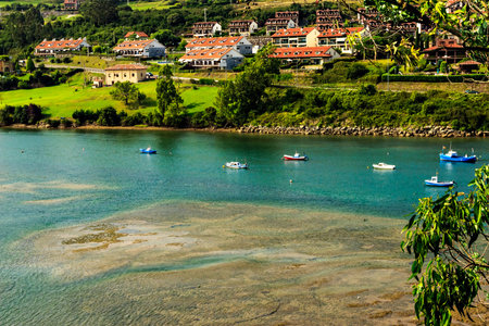 Views from the top of the village in San Vicente de la Barquera, Cantabria, Spain.Horizontal image.