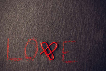 Love concept for lovers made with heart-shaped clip. Horizontal image.の写真素材