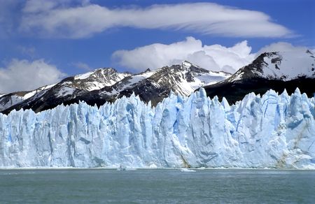 Glacier Perito Moreno with Mountain rangeの写真素材