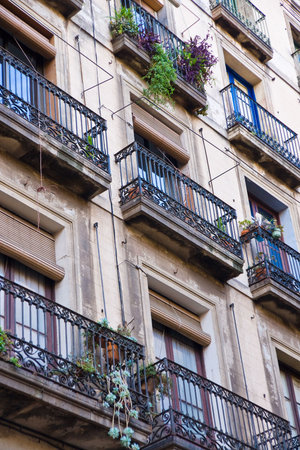 Beautiful facade in Barcelonas old town 