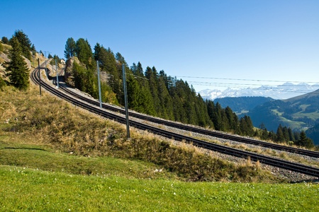 Railroad tracks in the mountainsの写真素材