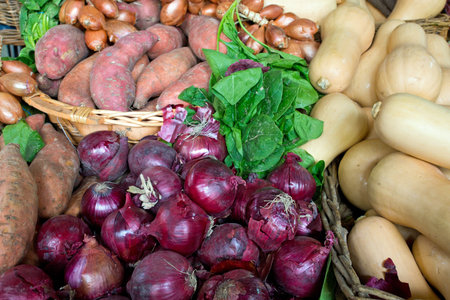 Selection of vegetables at a market