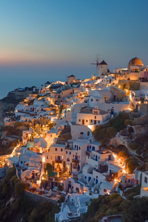 Beautiful Oia at sunsetのeditorial素材