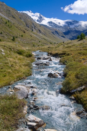 Mountain river in the swiss alpsの写真素材