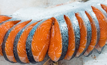 Fresh filet of salmonの写真素材