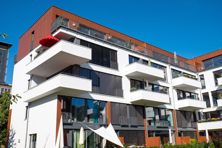 Modern house with balconiesのeditorial素材