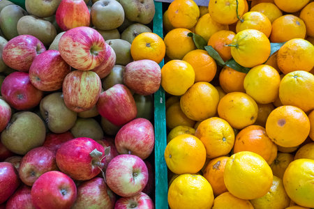 Apples and lemons for sale at a market