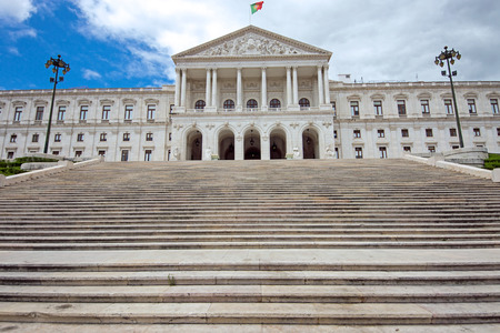 Stairs to the Portuguese Parliament in Lisbonの写真素材
