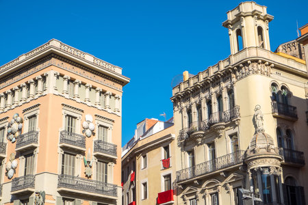 Buildings alongside La Rambla in Barcelona