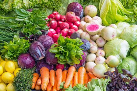 Fresh vegetables at a market in Istanbul, Turkeyの写真素材