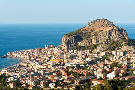 The village of Cefalu in Sicily, Italyの写真素材