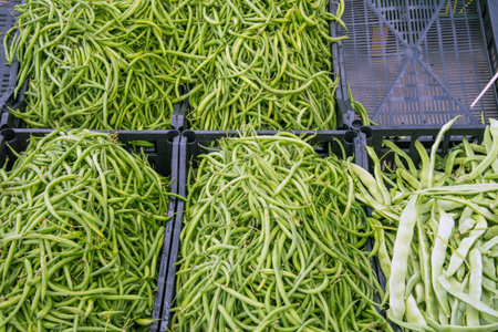 Fresh green peas for sale at a market