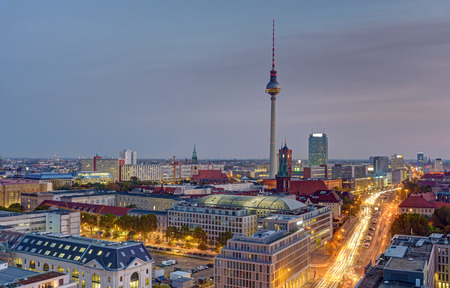 Dawn over central Berlin with the famous Television Tower in the backのeditorial素材