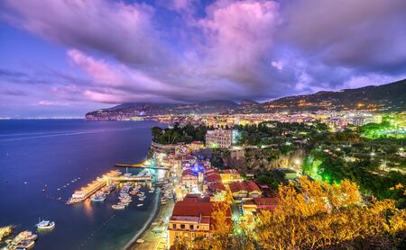The coast in Sorrento, Italy, at duskの写真素材