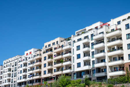 Modern apartment buildings seen in Berlin, Germanyのeditorial素材