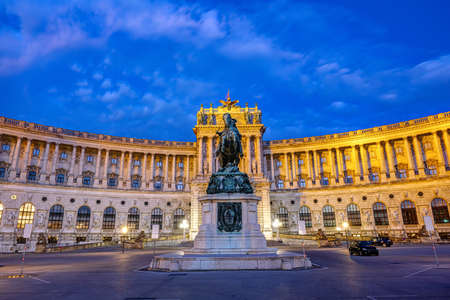 The Neue Burg at Hofburg in Vienna at nightのeditorial素材