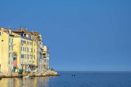 Part of the old town of Rovinj in Crotia and the Adriatic Seaのeditorial素材