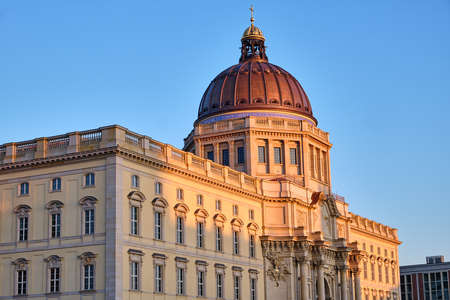 The entrance portal of the rebuilt Berlin City Palace just before sunsetのeditorial素材
