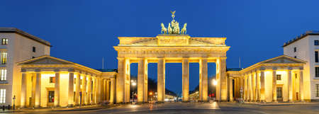Panorama of the famous Brandenburg Gate in Berlin at nightのeditorial素材