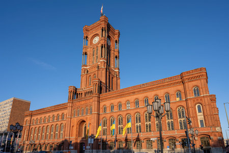 The famous Rotes Rathaus, the town hall of Berlin, on a sunny day