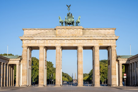 The iconic Brandenburg Gate in Berlin on a sunny morning with no peopleの写真素材