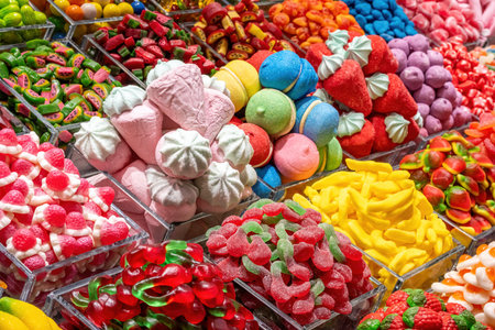 Candy and treats for sale at a market in Barcelona