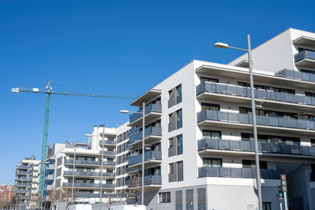 Recently constructed modern residential buildings seen in Badalona, Spainの写真素材