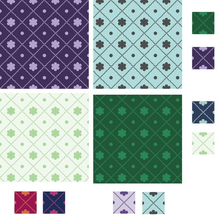 Diamond seamless patterns with lines of small circlesのイラスト素材
