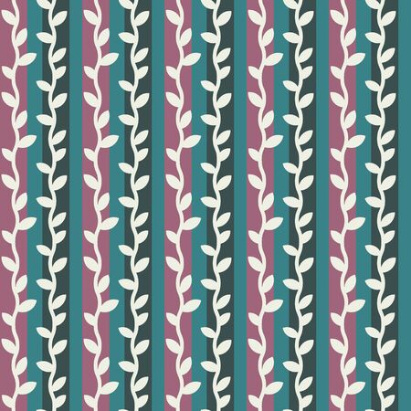 Decorative seamless stripes with stems patternのイラスト素材