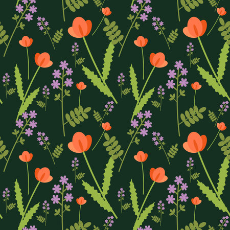 Seamless summer decorative floral background