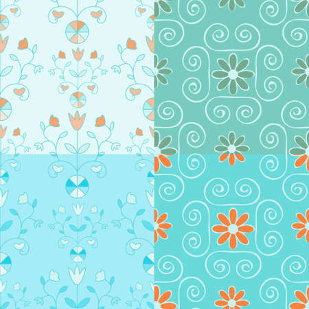 Seamless blue ornamental floral patternsのイラスト素材