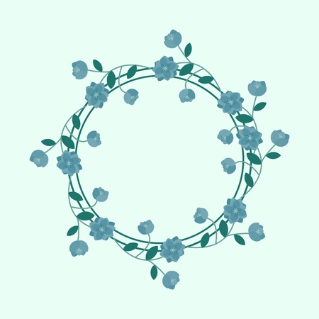 Blue floral frame backgroundのイラスト素材