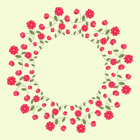 Decorative ornamental wreath with red flowersのイラスト素材