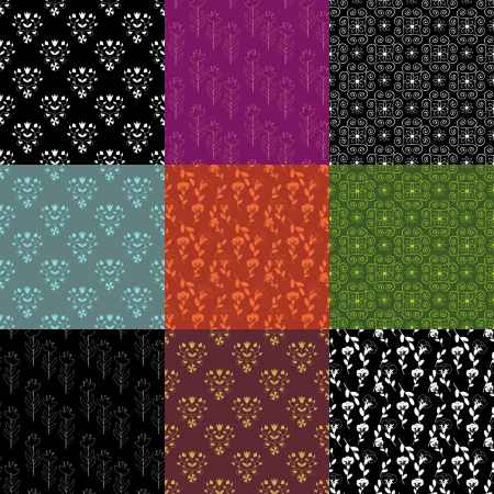 Set of 9 seamless decorative patternsのイラスト素材