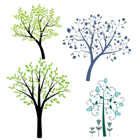 Decorative abstract trees setのイラスト素材