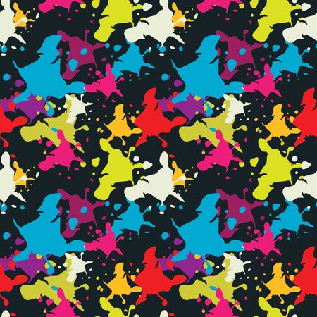 Multicolored blots pattern on blackのイラスト素材