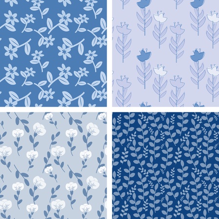 Dark and light blue seamless patternsのイラスト素材